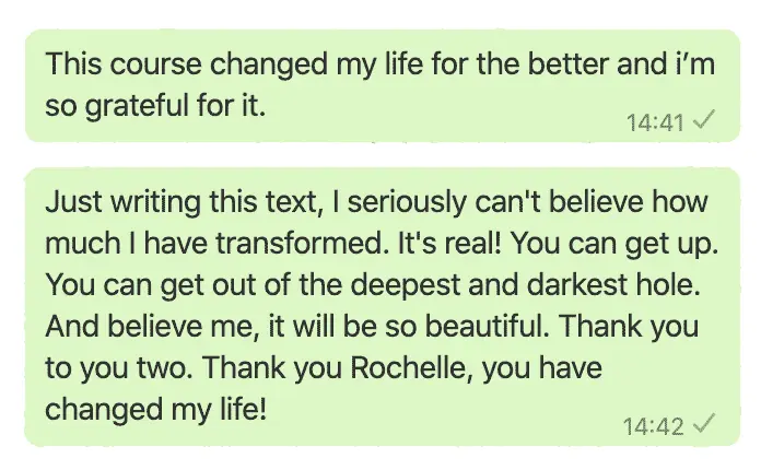 Testimonial — course changed my life